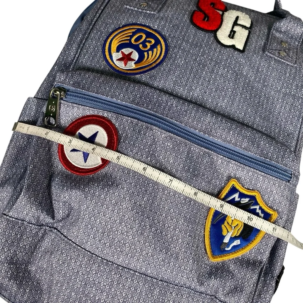 SWISSGEAR Backback Bag Laptop 3576 Artz Dr Patches‎ Blue Lined School Comfy Zip